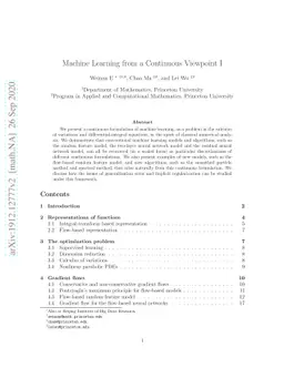 Machine Learning from a Continuous Viewpoint