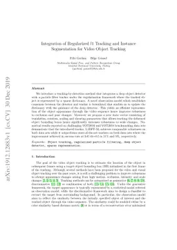 Integration of Regularized l1 Tracking and Instance Segmentation for
  Video Object Tracking