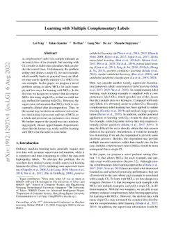 Learning with Multiple Complementary Labels