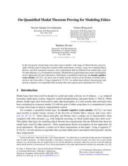 On Quantified Modal Theorem Proving for Modeling Ethics