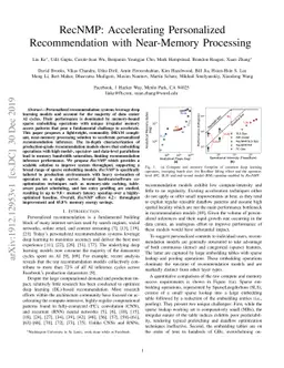 RecNMP: Accelerating Personalized Recommendation with Near-Memory
  Processing