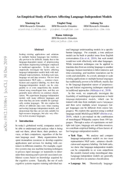 An Empirical Study of Factors Affecting Language-Independent Models