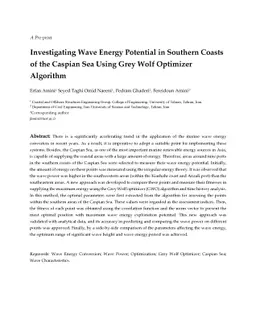 Investigating Wave Energy Potential in Southern Coasts of the Caspian
  Sea Using Grey Wolf Optimizer Algorithm