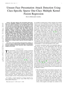 Unseen Face Presentation Attack Detection Using Class-Specific Sparse
  One-Class Multiple Kernel Fusion Regression