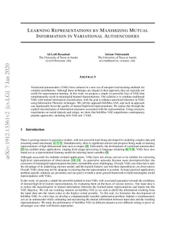 Learning Representations by Maximizing Mutual Information in Variational
  Autoencoders