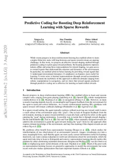 Predictive Coding for Boosting Deep Reinforcement Learning with Sparse
  Rewards