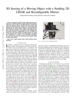 3D Sensing of a Moving Object with a Nodding 2D LIDAR and Reconfigurable
  Mirrors
