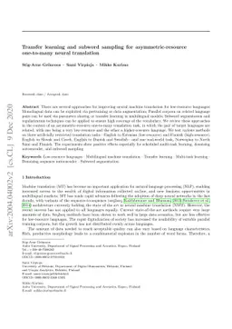 Transfer learning and subword sampling for asymmetric-resource
  one-to-many neural translation