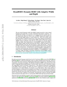 DynaBERT: Dynamic BERT with Adaptive Width and Depth