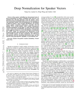 Deep Normalization for Speaker Vectors