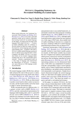Optimus: Organizing Sentences via Pre-trained Modeling of a Latent Space