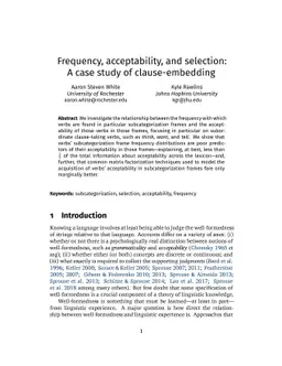 Frequency, Acceptability, and Selection: A case study of
  clause-embedding