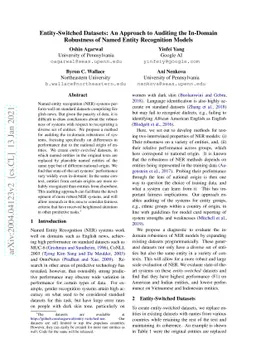 Entity-Switched Datasets: An Approach to Auditing the In-Domain
  Robustness of Named Entity Recognition Models