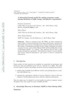 A computational theoretical approach for mining data on transient events
  from databases of high energy astrophysics experiments