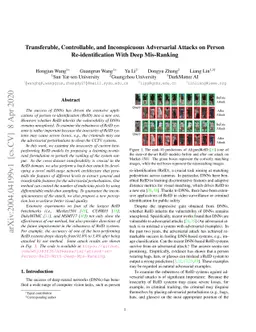 Transferable, Controllable, and Inconspicuous Adversarial Attacks on
  Person Re-identification With Deep Mis-Ranking