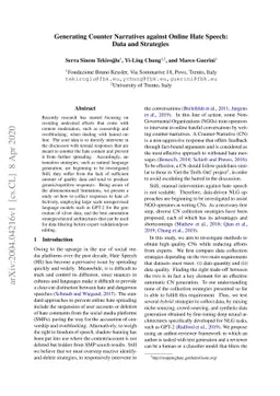 Generating Counter Narratives against Online Hate Speech: Data and
  Strategies