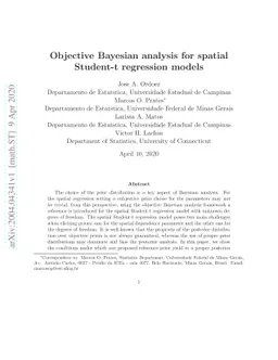 Objective Bayesian analysis for spatial Student-t regression models