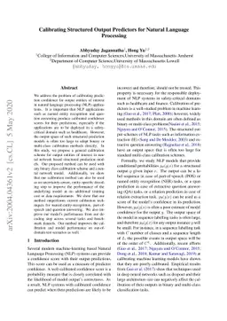 Calibrating Structured Output Predictors for Natural Language Processing