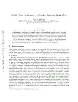 Reliable Time Prediction in the Markov Stochastic Block Model