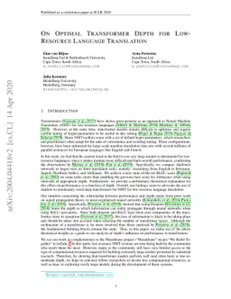On Optimal Transformer Depth for Low-Resource Language Translation