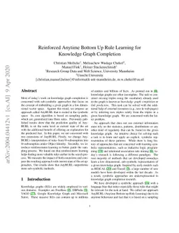 Reinforced Anytime Bottom Up Rule Learning for Knowledge Graph
  Completion