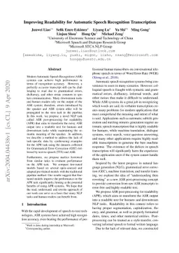 Improving Readability for Automatic Speech Recognition Transcription