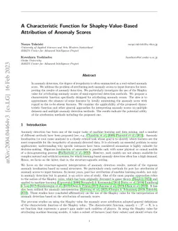 A Characteristic Function for Shapley-Value-Based Attribution of Anomaly
  Scores
