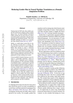 Reducing Gender Bias in Neural Machine Translation as a Domain
  Adaptation Problem