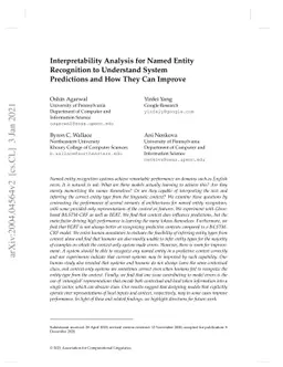 Interpretability Analysis for Named Entity Recognition to Understand
  System Predictions and How They Can Improve