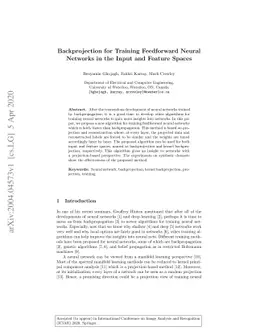 Backprojection for Training Feedforward Neural Networks in the Input and
  Feature Spaces