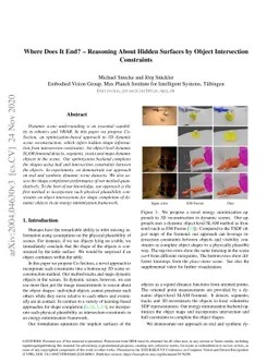Where Does It End? -- Reasoning About Hidden Surfaces by Object
  Intersection Constraints