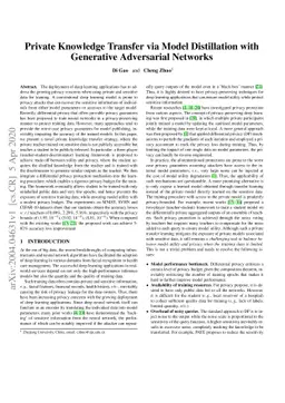 Private Knowledge Transfer via Model Distillation with Generative
  Adversarial Networks