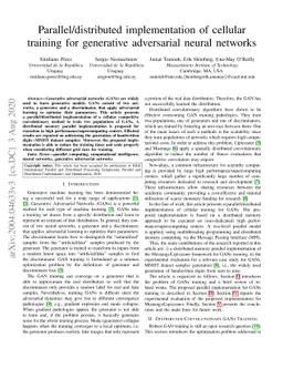 Parallel/distributed implementation of cellular training for generative
  adversarial neural networks