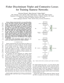 Fisher Discriminant Triplet and Contrastive Losses for Training Siamese
  Networks