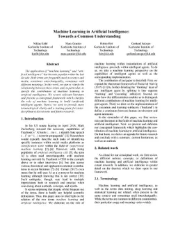 Machine Learning in Artificial Intelligence: Towards a Common
  Understanding