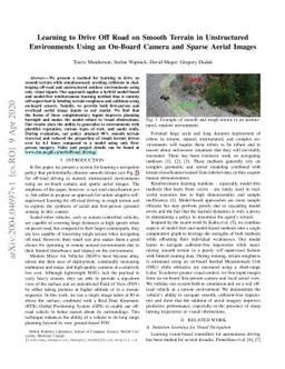 Learning to Drive Off Road on Smooth Terrain in Unstructured
  Environments Using an On-Board Camera and Sparse Aerial Images