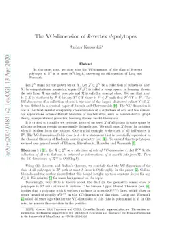 The VC-dimension of k-vertex d-polytopes