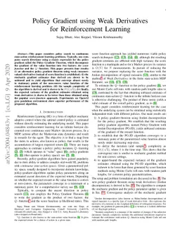 Policy Gradient using Weak Derivatives for Reinforcement Learning