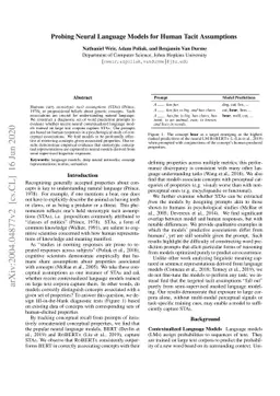 Probing Neural Language Models for Human Tacit Assumptions