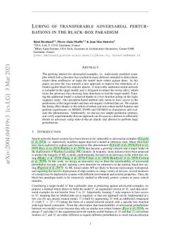 Luring of transferable adversarial perturbations in the black-box
  paradigm
