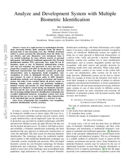 Analyze and Development System with Multiple Biometric Identification