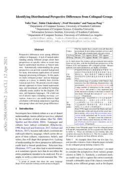 Identifying Distributional Perspective Differences from Colingual Groups