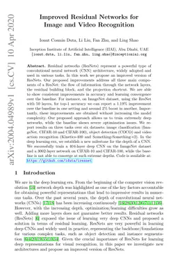 Improved Residual Networks for Image and Video Recognition