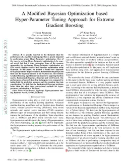 A Modified Bayesian Optimization based Hyper-Parameter Tuning Approach
  for Extreme Gradient Boosting