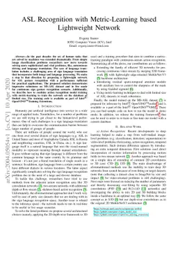 ASL Recognition with Metric-Learning based Lightweight Network