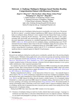 Molweni: A Challenge Multiparty Dialogues-based Machine Reading
  Comprehension Dataset with Discourse Structure