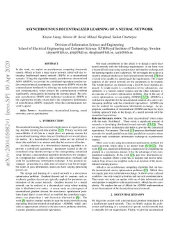 Asynchronous Decentralized Learning of a Neural Network