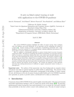 A note on blind contact tracing at scale with applications to the
  COVID-19 pandemic