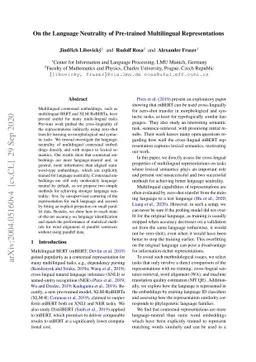 On the Language Neutrality of Pre-trained Multilingual Representations