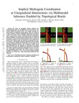 Implicit Multiagent Coordination at Unsignalized Intersections via
  Multimodal Inference Enabled by Topological Braids